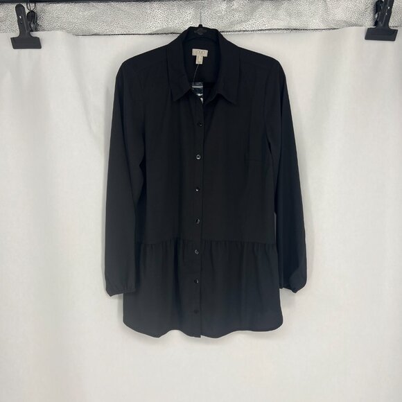 LOGO Stretch Woven Button Front Blouse Sz M - Picture 8 of 11